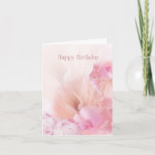 Roze pioenen Happy Birthday Kaart (Voorkant)