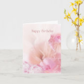 Roze pioenen Happy Birthday Kaart (Gele Bloem)