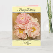  roze pioenen Happy Birthday Kaart (Voorkant)