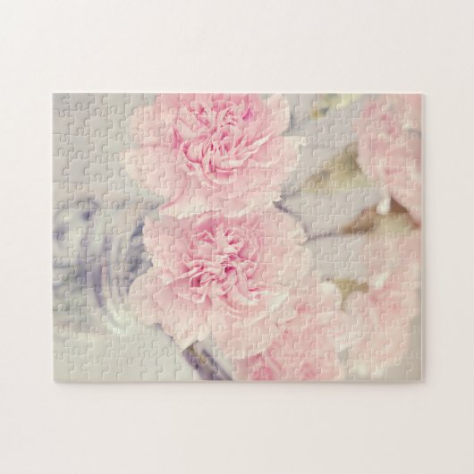 Roze Pioenen in glazen pot Legpuzzel (Horizontaal)