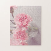 Roze Pioenen in Glazen Vaas Legpuzzel (Verticaal)