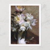 Roze pioenen in vaas Charles Courtney Curran Briefkaart (Voorkant)