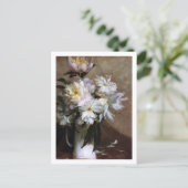 Roze pioenen in vaas Charles Courtney Curran Briefkaart (Staand voorkant)