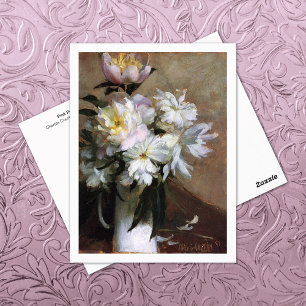 Roze pioenen in vaas Charles Courtney Curran Briefkaart
