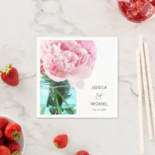 Roze Pioenen Mason Jar Gepersonaliseerde bruiloft Servet (Insitu)