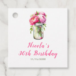 Roze Pioenen Mason Jar Verjaardag Bedankjes Labels