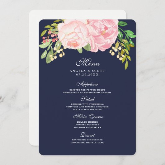  Roze Pioenen Menu Kaarten (5x7) (Voorkant / Achterkant)