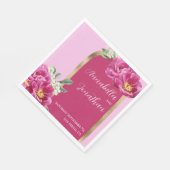  Roze Pioenen met Goud op Roze Bruiloft Servet (Hoek)