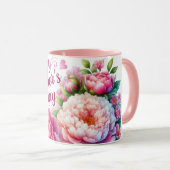  Roze Pioenen Moederdag Bloemen Mok (Voorkant rechts)