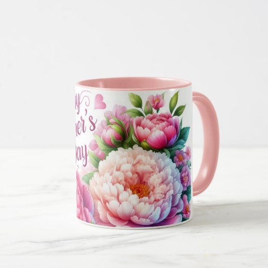 Roze Pioenen Moederdag Bloemen Mok (Voorkant rechts)