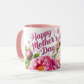 Roze Pioenen Moederdag Bloemen Mok (Voorkant links)