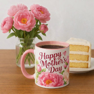  Roze Pioenen Moederdag Bloemen Mok