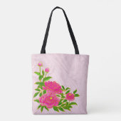 Roze Pioenen op Bleke Roze Achtergrond Tote Bag (Achterkant)