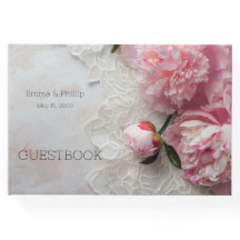 Roze pioenen op kant