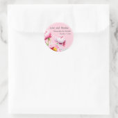  roze pioenen op roze bruiloft ronde sticker (Tas)