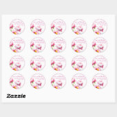  roze pioenen op witte bruiloft ronde sticker (Vel)