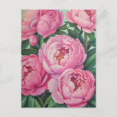 Roze pioenen Pastel Bloem Bloemen Briefkaart (Voorkant)