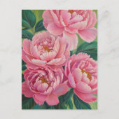 Roze pioenen Pastel Bloem Bloemen Briefkaart (Voorkant)
