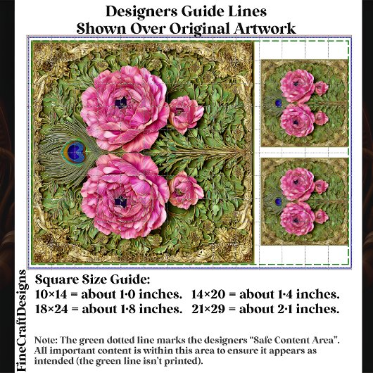 Roze pioenen & pauwveren Tegel EH6 Decoupage Tissuepapier