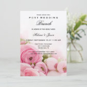 Roze Pioenen Post Bruiloft Brunch Uitnodiging (Staand voorkant)