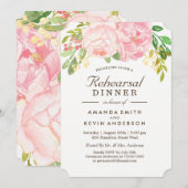Roze Pioenen repetitie diner uitnodigingen (Voorkant / Achterkant)