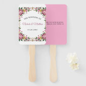 Roze pioenen rococo Lijst bruiloft Handwaaier (Voorkant en achterkant)