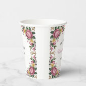 Roze pioenen rococo Lijst bruiloft Papieren Bekers (Rechts)