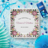 Roze pioenen rococo Lijst bruiloft Papieren Bordje (Feest)