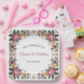 Roze pioenen rococo Lijst bruiloft Papieren Bordje (Feest)