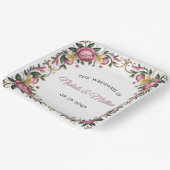 Roze pioenen rococo Lijst bruiloft Papieren Bordje (Gebogen)