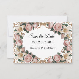 Roze pioenen rococo Lijst bruiloft Save The Date