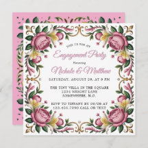 Roze Pioenen Rococo Lijst Engagement Party