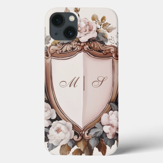  Roze Pioenen Rococo Wedding Crest Case-Mate iPhone Case (Achterkant)