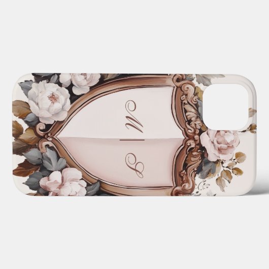  Roze Pioenen Rococo Wedding Crest Case-Mate iPhone Case (Achterkant (horizontaal))