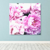 Roze Pioenen Stretched Canvas Print (Insitu (Houten vloer))