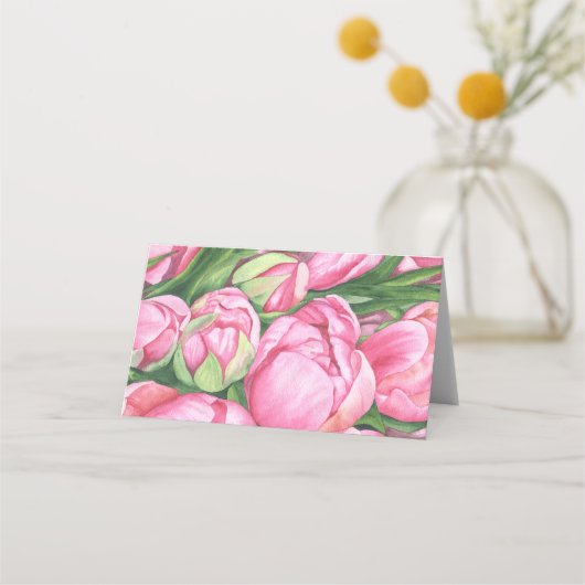 Roze pioenen - trouwplaats kaarten plaatskaartje (Achterkant)