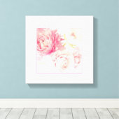 Roze Pioenen Uitgerekt Verpakt Canvas Art Print (Insitu (Houten vloer))