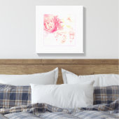 Roze Pioenen Uitgerekt Verpakt Canvas Art Print (Insitu (Slaapkamer))