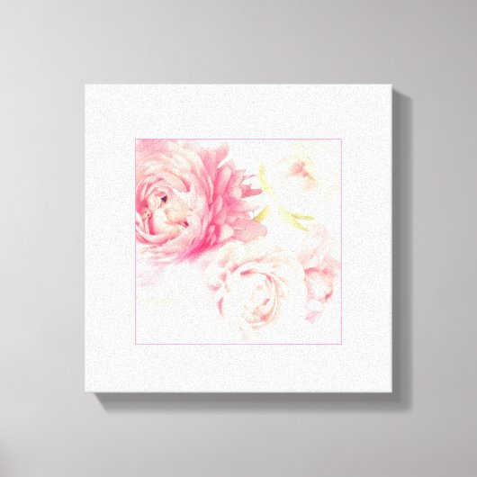 Roze Pioenen Uitgerekt Verpakt Canvas Art Print (Voorkant)