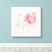 Roze Pioenen Uitgerekt Verpakt Canvas Art Print (Insitu (Houten vloer))