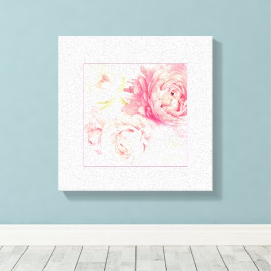 Roze Pioenen Uitgerekt Verpakt Canvas Art Print (Insitu (Houten vloer))