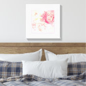 Roze Pioenen Uitgerekt Verpakt Canvas Art Print (Insitu (Slaapkamer))