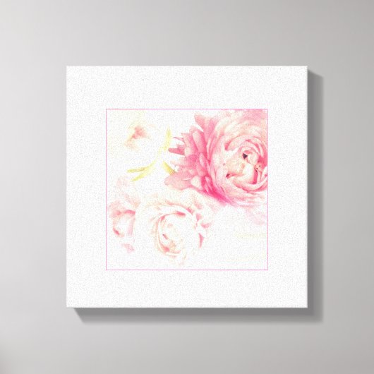 Roze Pioenen Uitgerekt Verpakt Canvas Art Print (Voorkant)