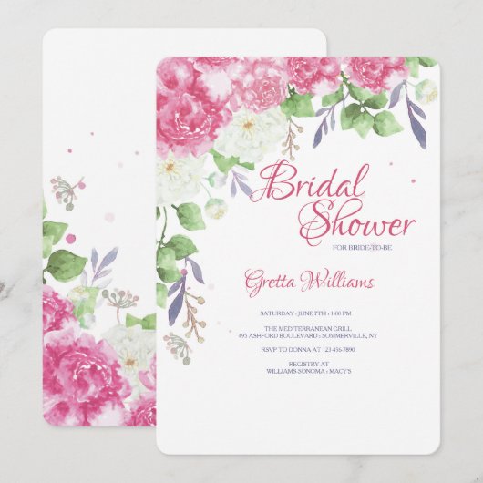 Roze pioenen uitnodiging (Voorkant / Achterkant)