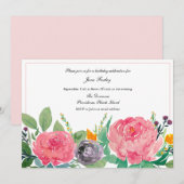 Roze pioenen uitnodiging (Voorkant / Achterkant)