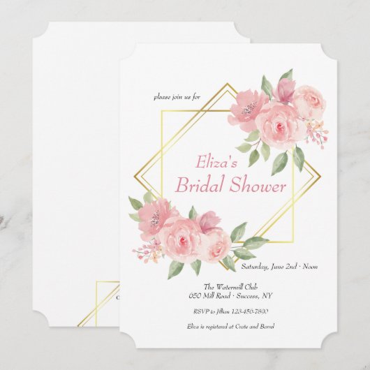 Roze pioenen uitnodiging (Voorkant / Achterkant)