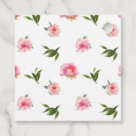 Roze Pioenen Verjaardag Bedankjes Labels (Achterkant)