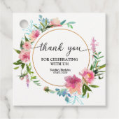 Roze Pioenen Verjaardag Bedankjes Labels (Voorkant)