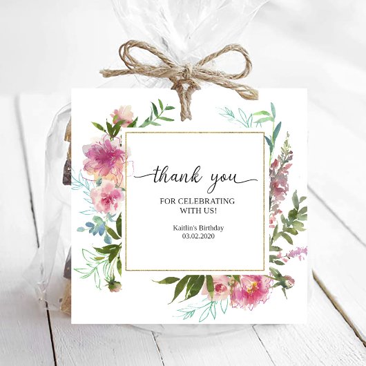 Roze Pioenen Verjaardag Bedankjes Labels