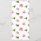 Roze Pioenen Verjaardag Menu (Achterkant)